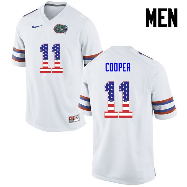 Men's NCAA Florida Gators Riley Cooper #11 Stitched Authentic USA Flag Fashion Nike White College Football Jersey KMS0565HJ